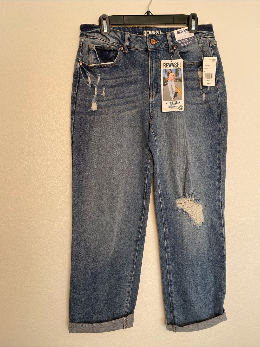 Rewash Distressed The 90s Mid Rise Jeans NWT | Stretch Denim | Size 9